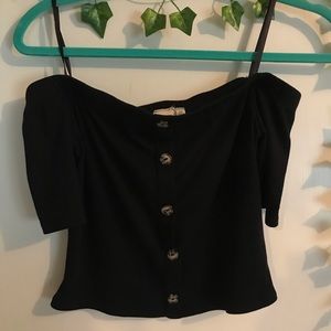 Black off-the-shoulder top